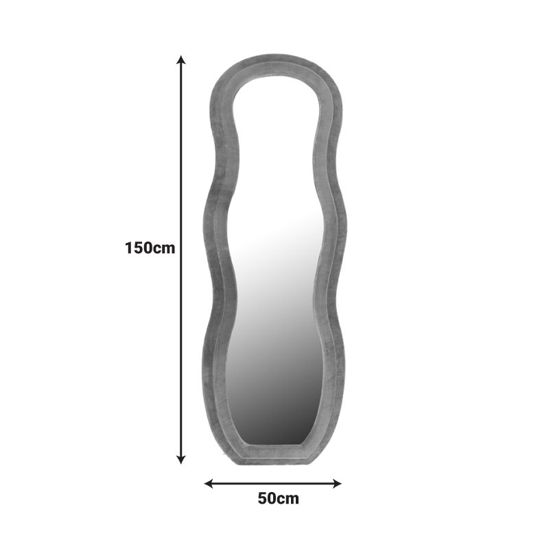 Pasqyrë Glinde Inart kadife në ngjyrë gri 90x3.5x150cm