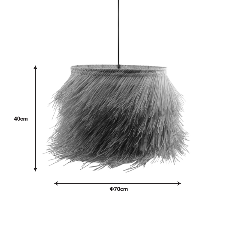 Ndriçues tavani Hairy Inart E27 rattan në ngjyrë natyrale D70χ40cm