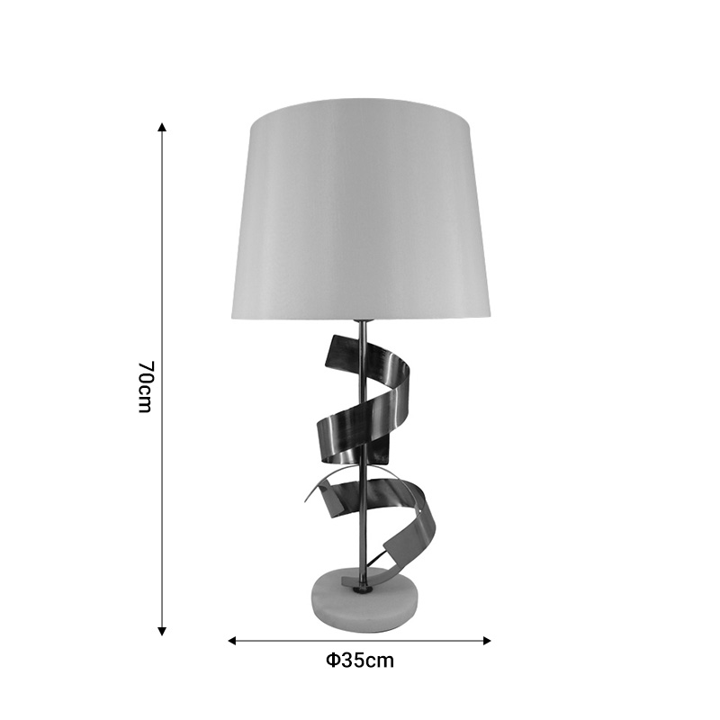 Llambë tavoline Lighted Inart E27 metal i artë-pëlhurë e bardhë D35x70cm