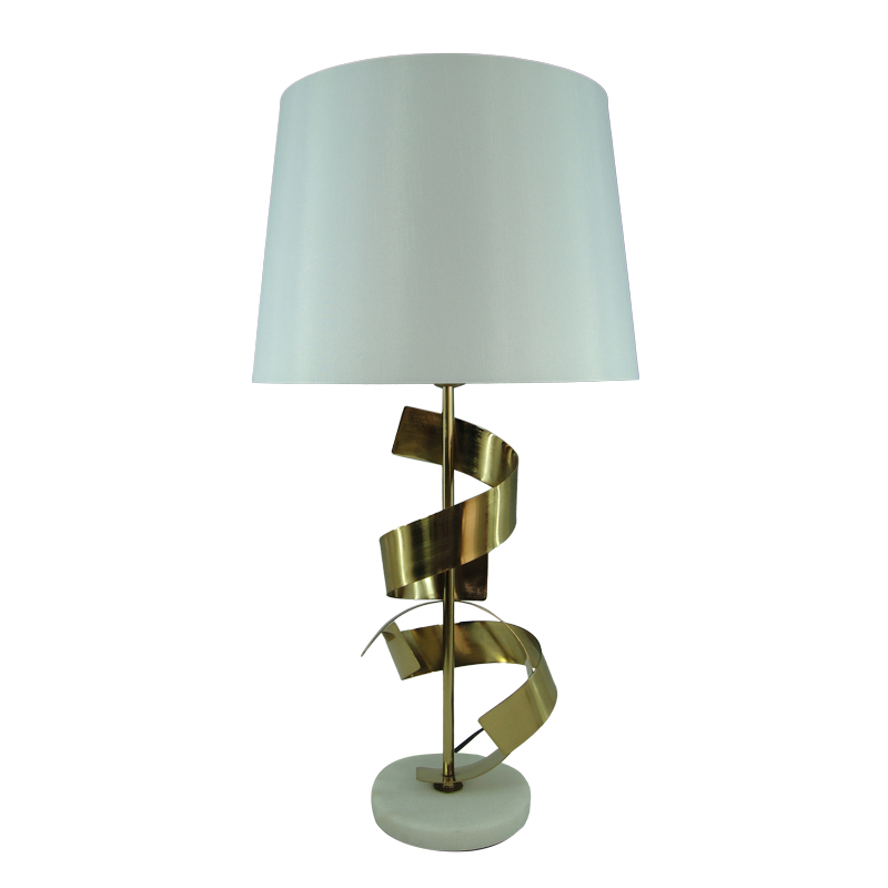 Llambë tavoline Lighted Inart E27 metal i artë-pëlhurë e bardhë D35x70cm
