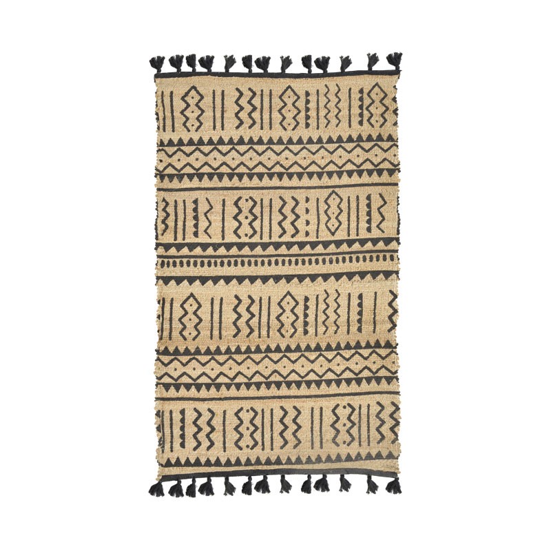 Tapet Utrion Inart natyral-jute e zezë-pambuk 120x180x1cm