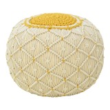 Stol-puf Boha Inart jute në nuancë të verdhë dhe të bardhë D40x30cm