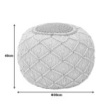 Stol-puf Boha Inart jute në nuancë të verdhë dhe të bardhë D40x30cm