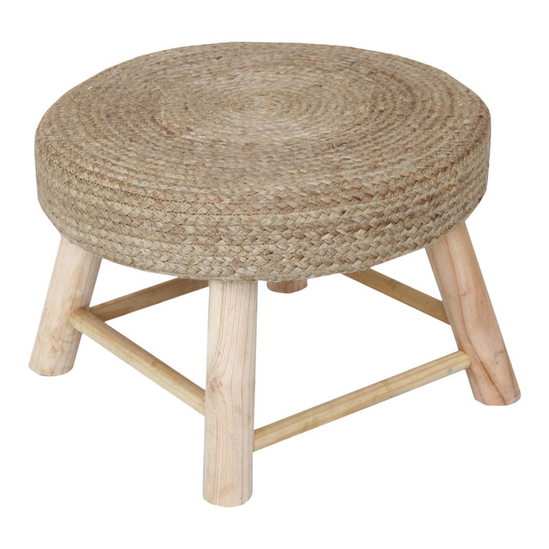 Stol Bosco Inart në ngjyrë natyrale jute dhe dru eukalipti D45x40cm