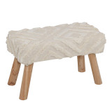 Stol Shep Inart 100% pambuk në nuancë të bardhë dhe dru eukalipti 60x30x40cm