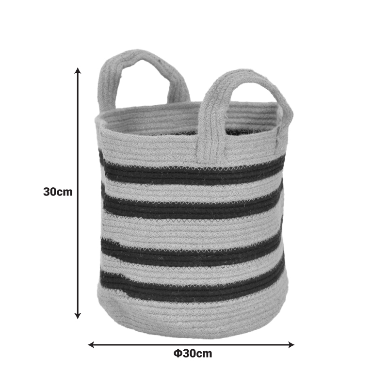 Shportë dekorative Mibra Inart pambuk-jute në nuancë bezhë-e zezë D30x30cm