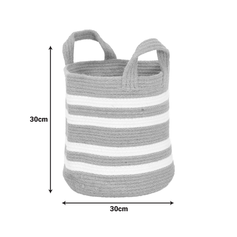 Shportë dekorative Mibra Inart pambuk-jute në nuancë bezhë-e bardhë D30x30cm