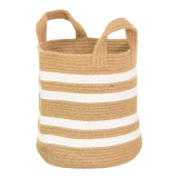 Shportë dekorative Mibra Inart pambuk-jute në nuancë bezhë-e bardhë D30x30cm