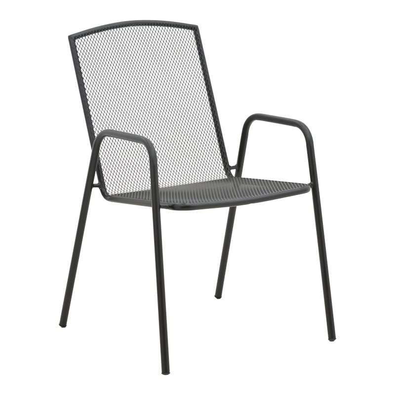 Fotel Pomedon pakoworld i palosshëm metal i zi 56x64x87cm
