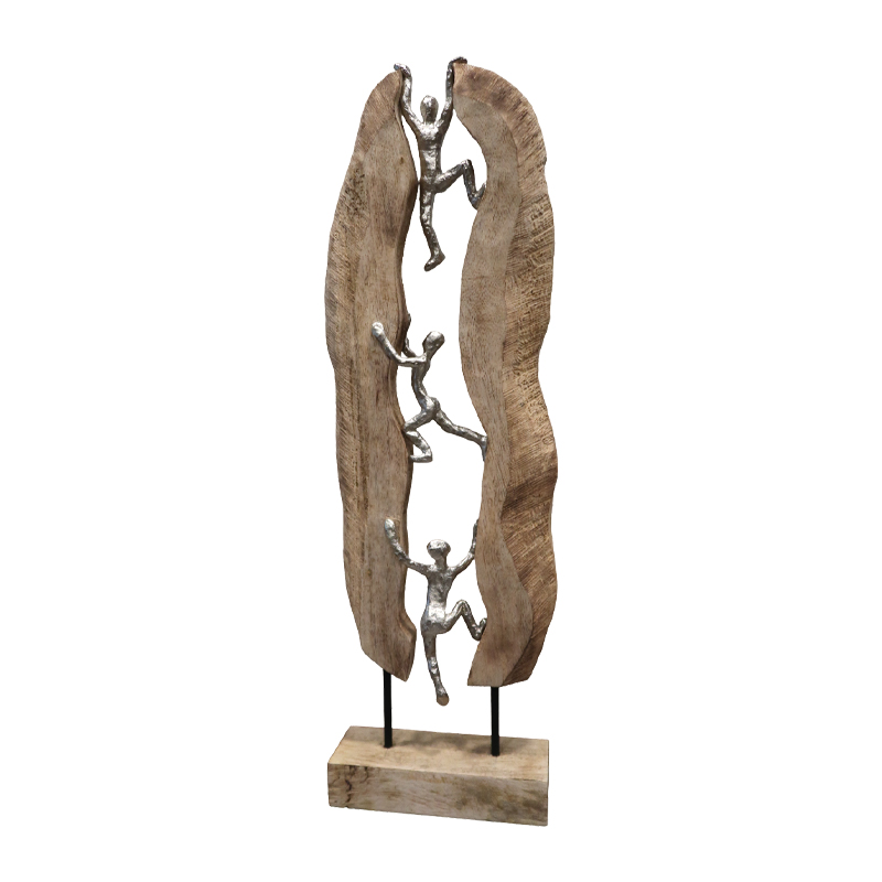 Dekorim tavoline Climb Inart dru mango natyral-alumin 21x8x69cm