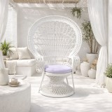 Fotel Dorothy Inart me jastëk të bardhë-rattan i bardhë 115x53x147cm