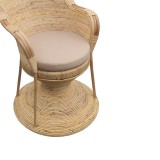 Fotel Rea Inart me jastëk bezhë-rattan natyral 92x75x140cm