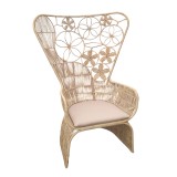 Fotel Jake Inart me jastëk bezhë-rattan natyral 110x86x145cm