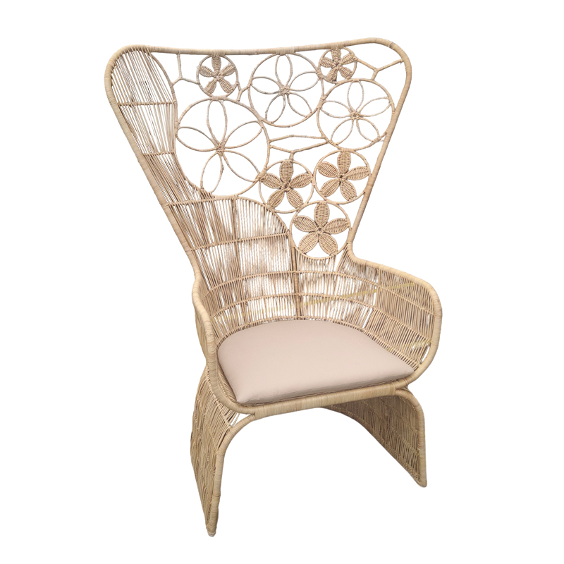 Fotel Jake Inart me jastëk bezhë-rattan natyral 110x86x145cm