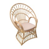 Fotel Boloni Inart me jastëk bezhë-rattan natyral 96x70x120cm