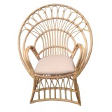 Fotel Boloni Inart me jastëk bezhë-rattan natyral 96x70x120cm