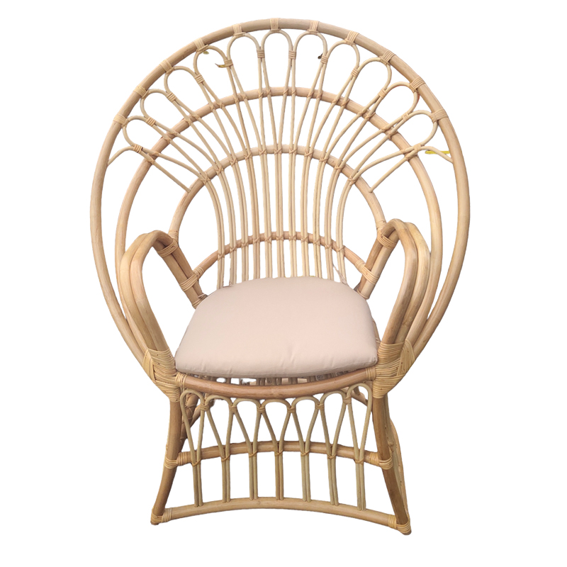 Fotel Boloni Inart me jastëk bezhë-rattan natyral 96x70x120cm