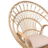 Fotel Boloni Inart me jastëk bezhë-rattan natyral 96x70x120cm