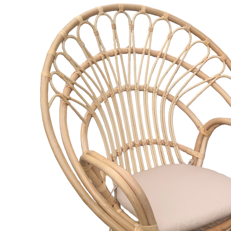 Fotel Boloni Inart me jastëk bezhë-rattan natyral 96x70x120cm