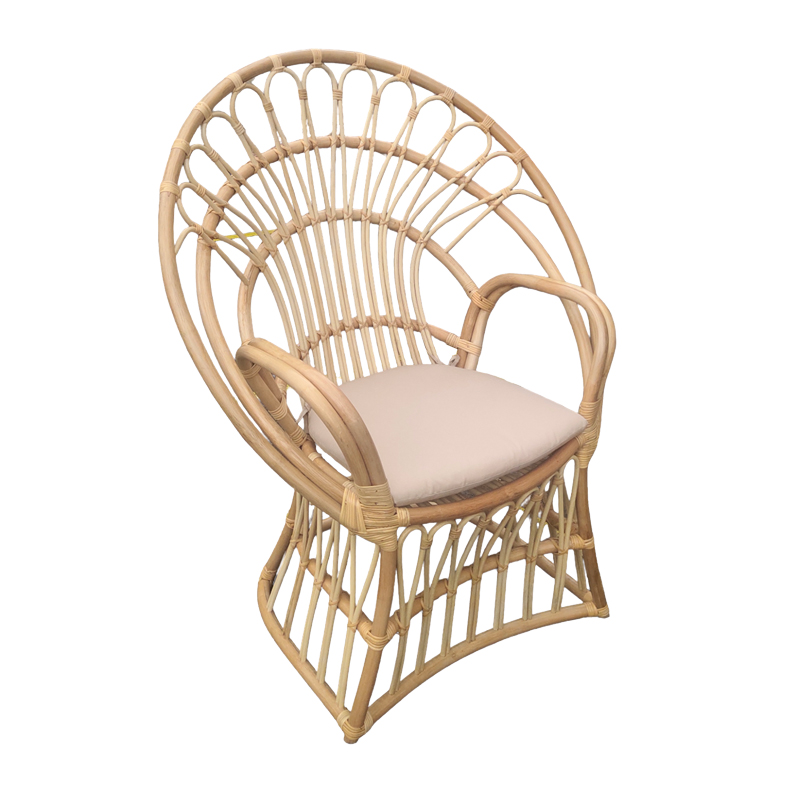 Fotel Boloni Inart me jastëk bezhë-rattan natyral 96x70x120cm