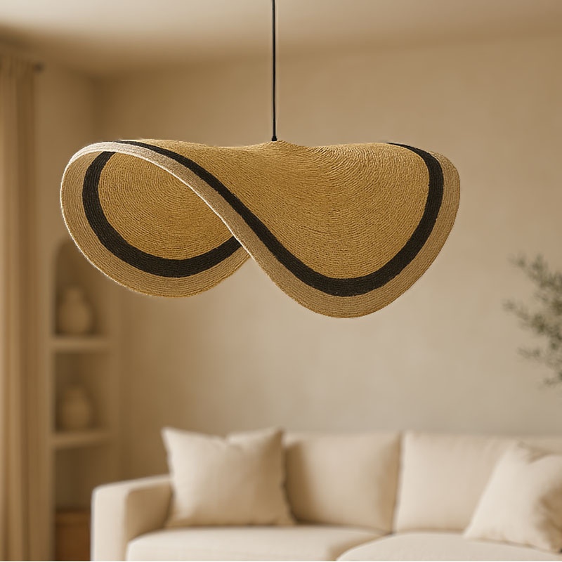 Dritë tavani Hatchie Inart natyrale-e zezë-e bardhë bar deti-hekur D70x123cm