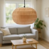 Llamba tavani Ozelia Inart letër presimi kafe-hekur D33x122cm