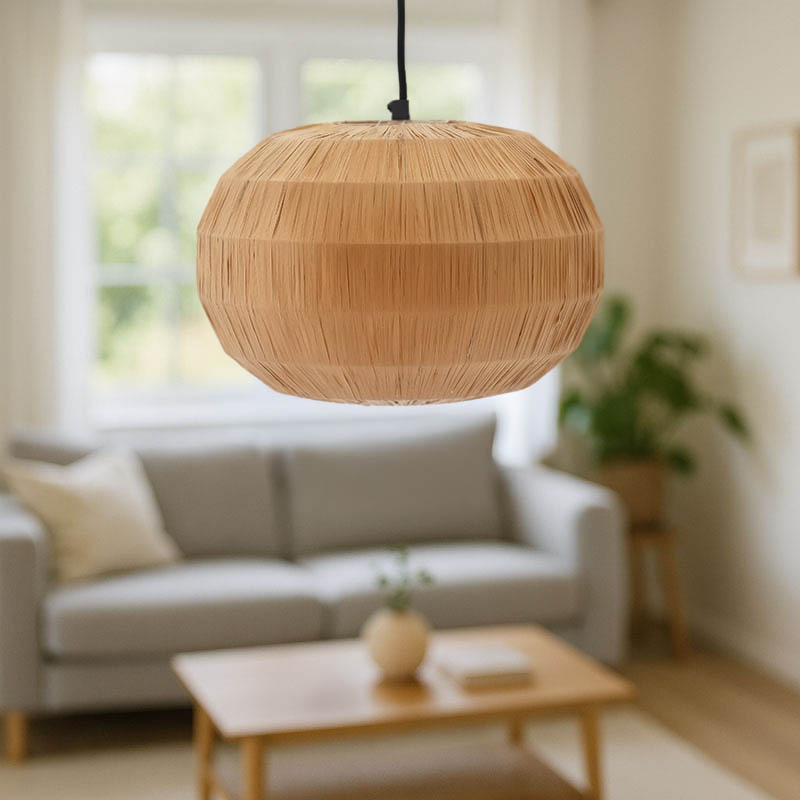 Llamba tavani Ozelia Inart letër presimi kafe-hekur D33x122cm