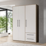 Dollap Razol pakoworld 3 dyer melaminë e bardhë-SONOMA 144.5x59x200cm