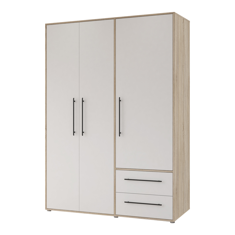 Dollap Razol pakoworld 3 dyer melaminë e bardhë-SONOMA 144.5x59x200cm