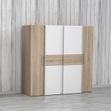 Dollap garderobe pakoworld me 4 dyer sonoma lis-melaminë e bardhë 200x61.5x190.5cm