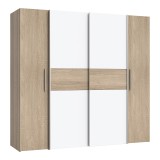 Dollap garderobe pakoworld me 4 dyer sonoma lis-melaminë e bardhë 200x61.5x190.5cm