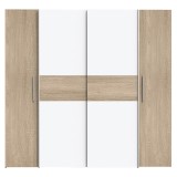 Dollap garderobe pakoworld me 4 dyer sonoma lis-melaminë e bardhë 200x61.5x190.5cm