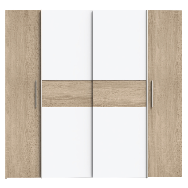 Dollap garderobe pakoworld me 4 dyer sonoma lis-melaminë e bardhë 200x61.5x190.5cm