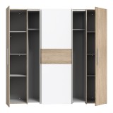 Dollap garderobe pakoworld me 4 dyer sonoma lis-melaminë e bardhë 200x61.5x190.5cm