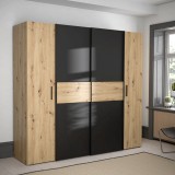 Dollap Bekerk pakoworld melamine e zezë-lisi 200x61.5x190.5cm