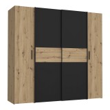Dollap Bekerk pakoworld melamine e zezë-lisi 200x61.5x190.5cm