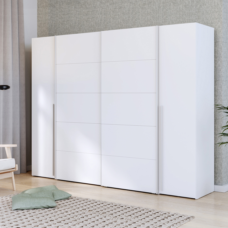 Dollap rrobash Verzo pakoworld 4 dyer melamine e bardhë 270.5x61.5x210.5cm