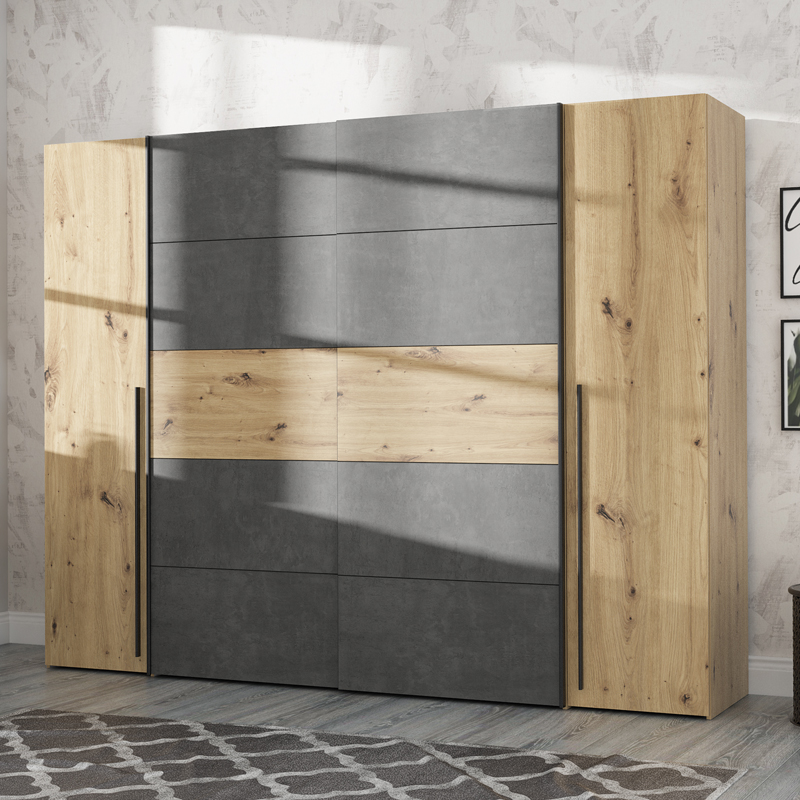 Garderobë me 4 dyer Verzo pakoworld melamine lisi-antracit 270.5x61.5x210.5cm