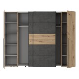 Garderobë me 4 dyer Verzo pakoworld melamine lisi-antracit 270.5x61.5x210.5cm