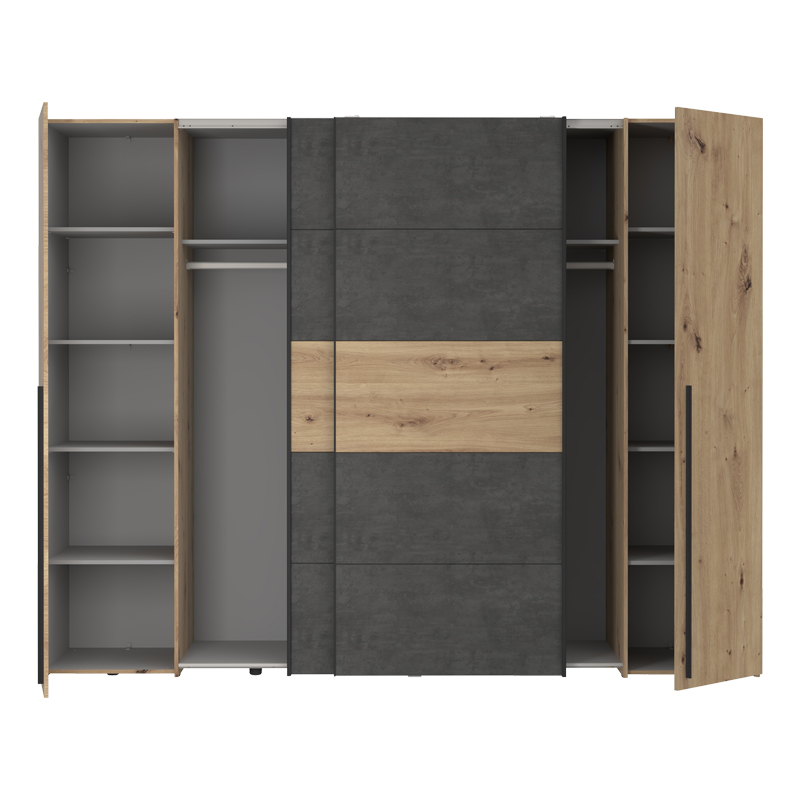 Garderobë me 4 dyer Verzo pakoworld melamine lisi-antracit 270.5x61.5x210.5cm