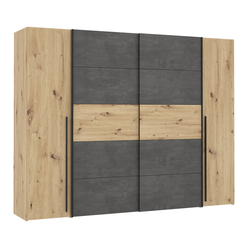 Garderobë me 4 dyer Verzo pakoworld melamine lisi-antracit 270.5x61.5x210.5cm