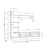 Kompleks dhome ndenjeje Dranko pakoworld melaminë e zezë-lisi 205x41.5x192cm