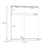 Dollap Noez pakoworld 2 dyer me rafte melaminë sonoma 170.5x61x190.5cm