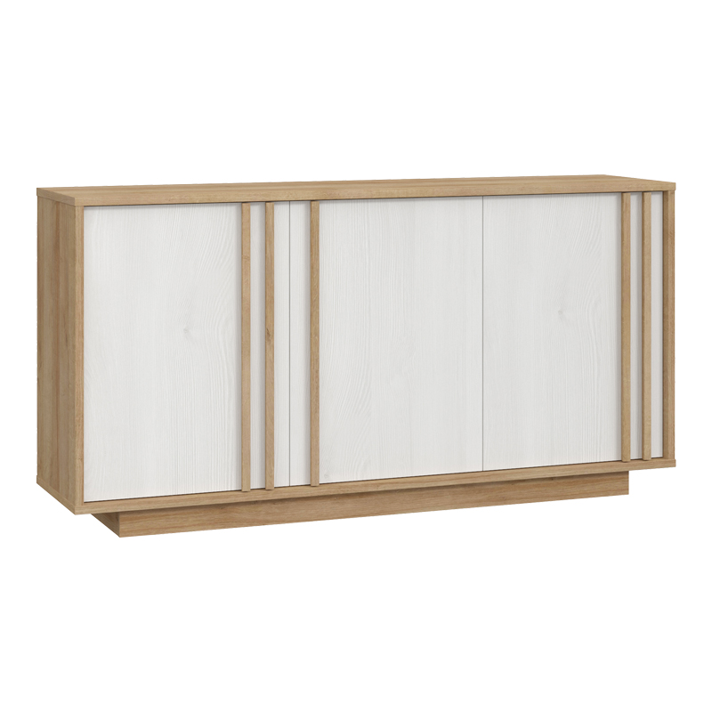 Bufe Chesto pakoworld melamine në ngjyrë të bardhë dhe lisi 169.2x42x87cm