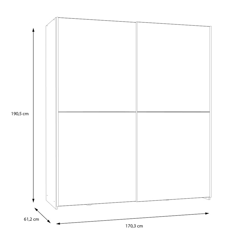 Dollap rrobash Noez I pakoworld 2 dyer me rafte në ngjyrë të bardhë 170.5x61x190.5cm