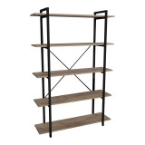 Bibliotekë Reson pakoworld oa melamine-metal i zi 120x34x180cm