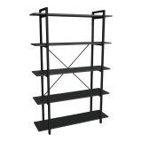 Bibliotekë Reson pakoworld melamine antracit-metal i zi 120x34x180cm