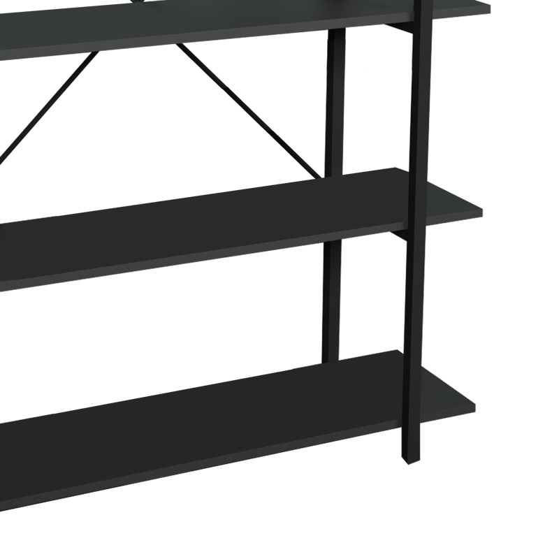 Bibliotekë Reson pakoworld melamine antracit-metal i zi 120x34x180cm
