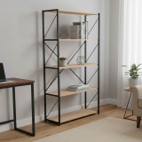Bibliotekë Tikilmo pakoworld melaminë lisi-metal i zi 88x34x180cm