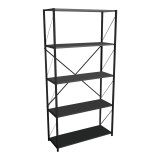 Bibliotekë Tikilmo pakoworld melaminë antracit-metal i zi 88x34x180cm